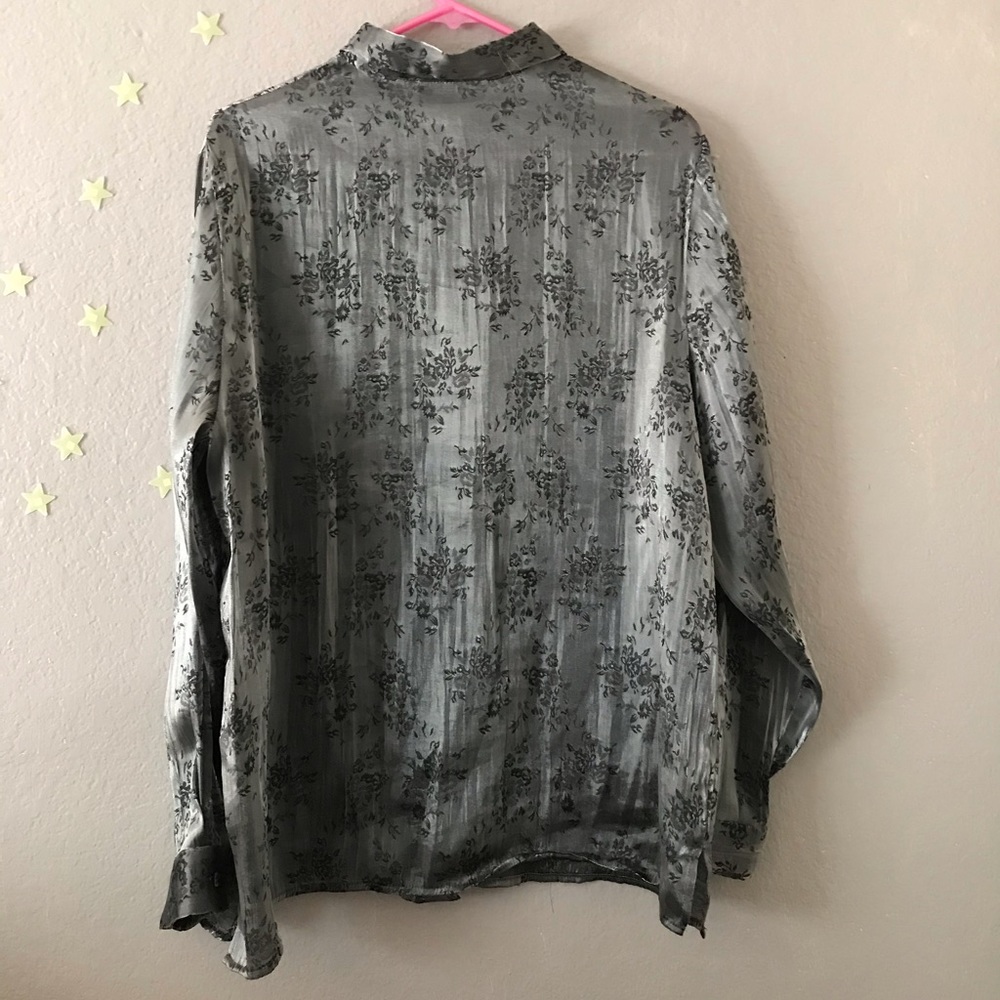 Silver Gray Button Down Blouse - image 5
